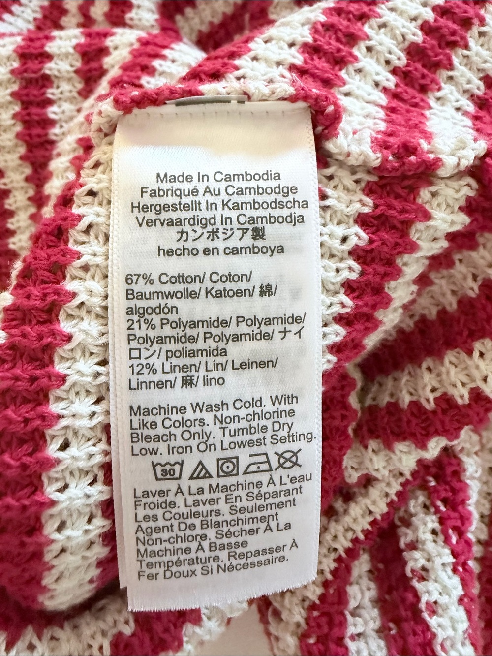 J. Crew Red & Cream Striped Crochet Sweater Top - Picture 4 of 4